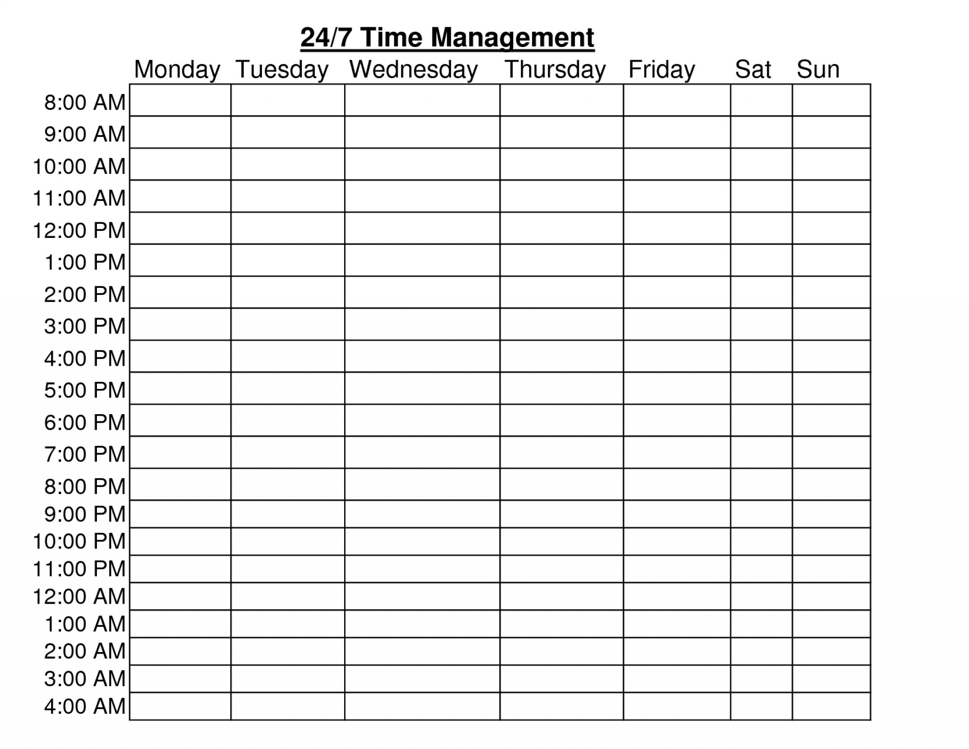 002 Hr Schedule Template Ideas 20Weekly Free Printable Chainimage with regard to 24 Hour Daily Agenda Printable