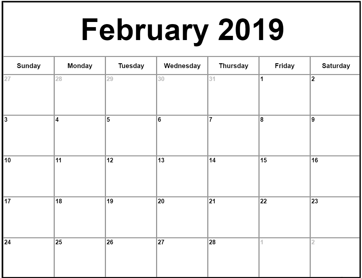 022 Free Printable Calendar Templates February Month Template for Free Blank Calendar Templates To Print