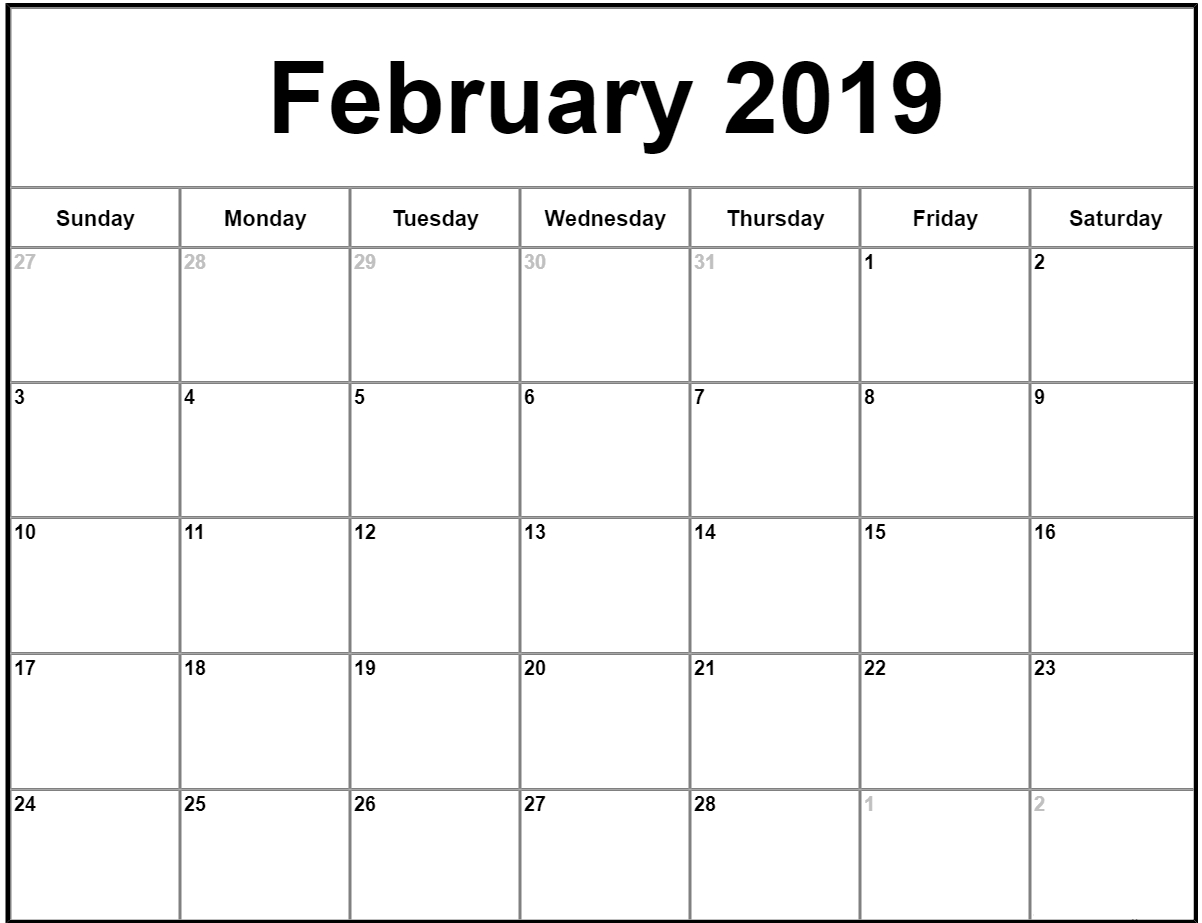 022 Free Printable Calendar Templates February Month Template in Free Fill In Calendar Templates Month