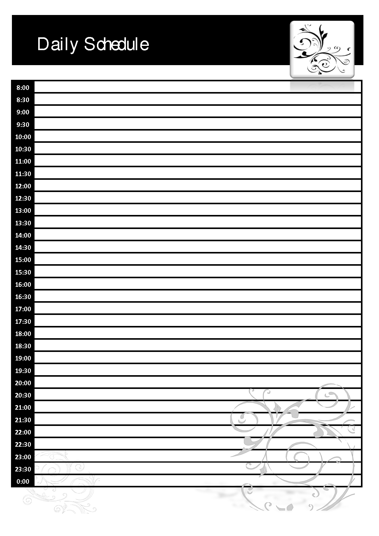 free daily schedule template