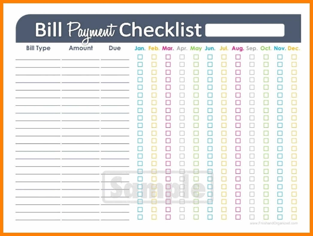 Printable Monthly Bill Pay Organizer