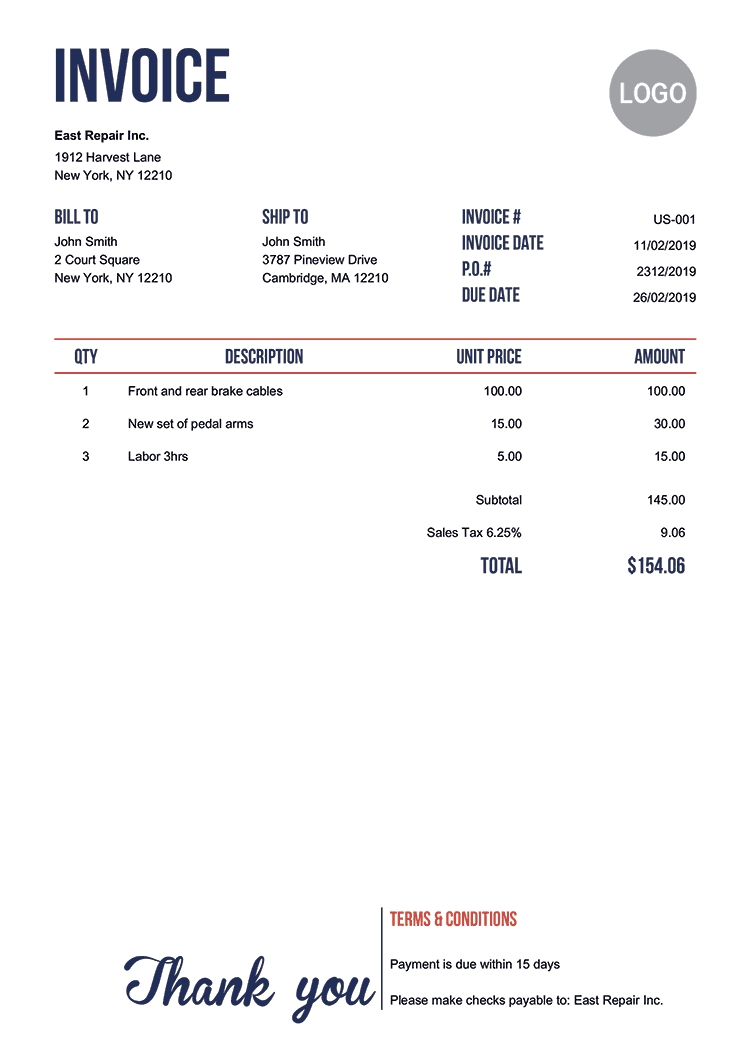 100 Free Invoice Templates | Print &amp; Email As Pdf | Fast &amp; Secure in Layout Sheet For Bill Paying