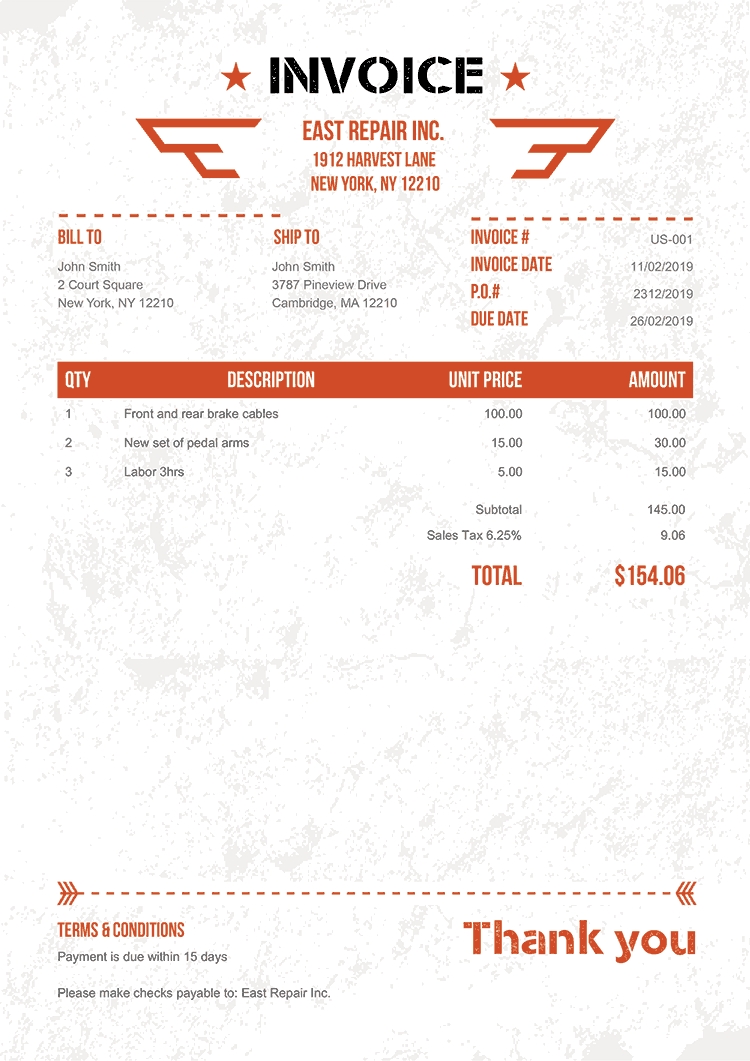 100 Free Invoice Templates | Print &amp; Email As Pdf | Fast &amp; Secure in Template For Bills To Print