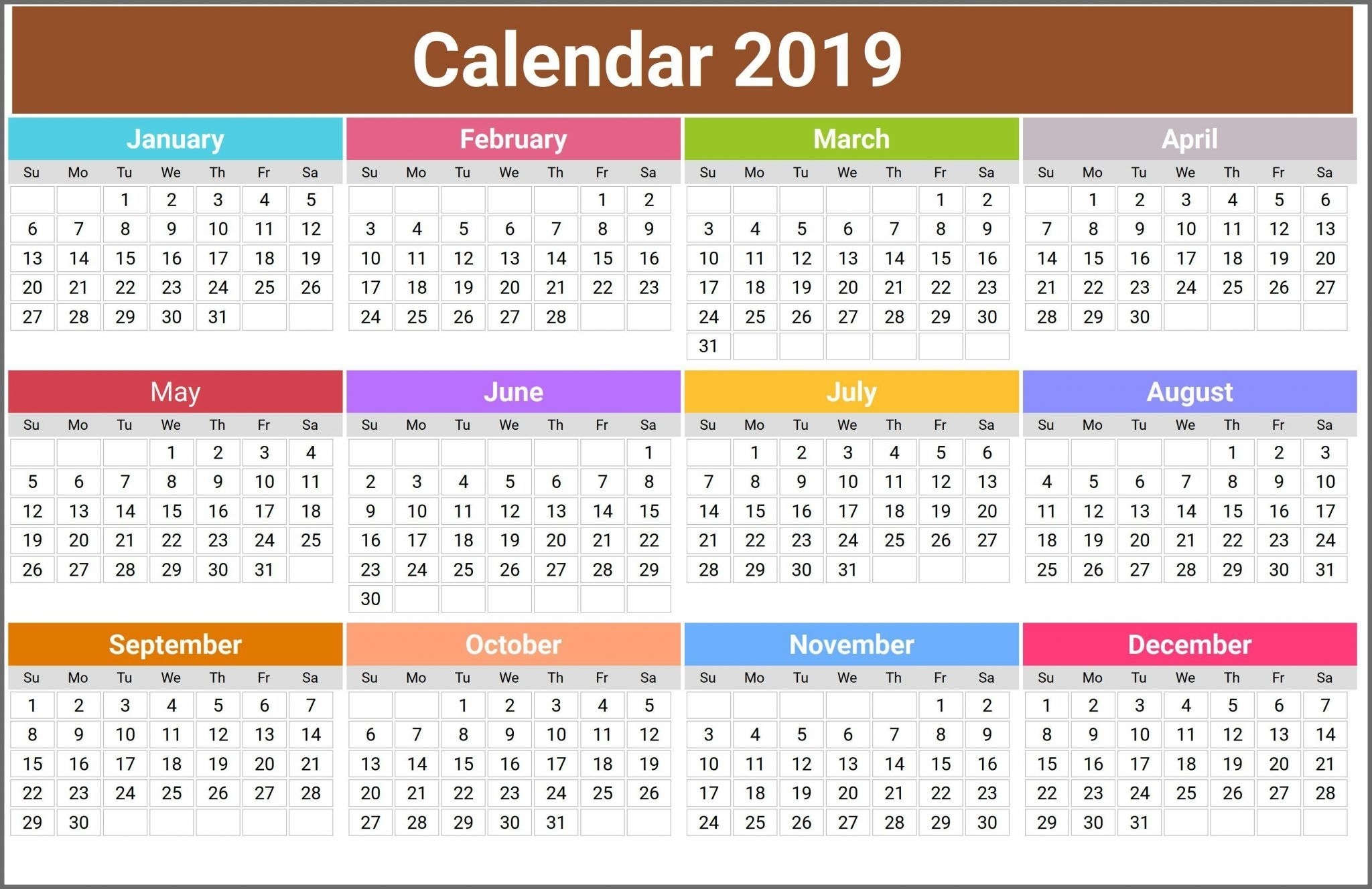 12 Month Calendar In One Page | Top 10 Free 2019 Calendar Printable pertaining to 3 Month On One Page Printable