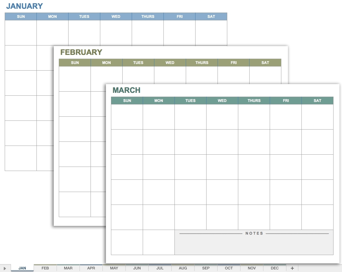 12 Month Calendar Template | 2018 Yearly Calendar for 12 Month Schedule Template Blank