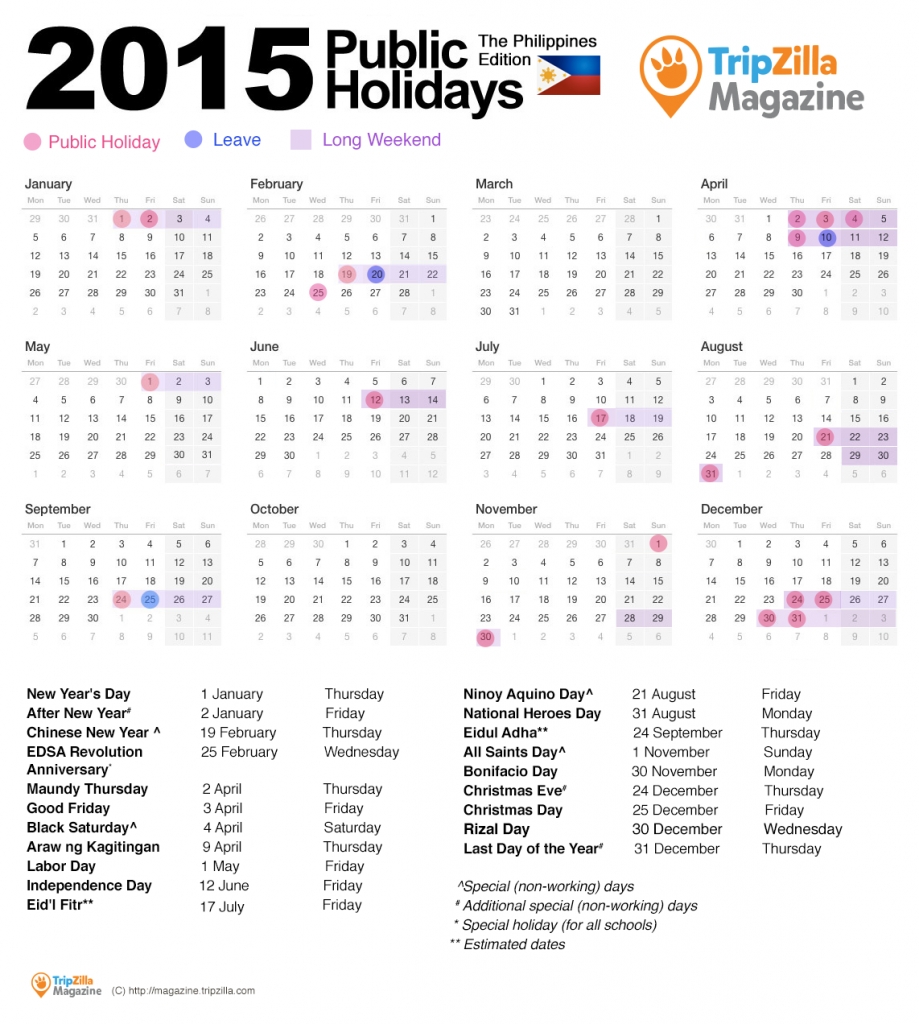 13 Long Weekends In The Philippines In 2015 – Chill And Travel pertaining to Islamic Calendar For The Philippines