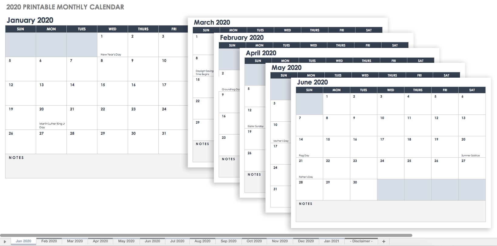 15 Free Monthly Calendar Templates | Smartsheet inside Blank Calendar To Print By Month