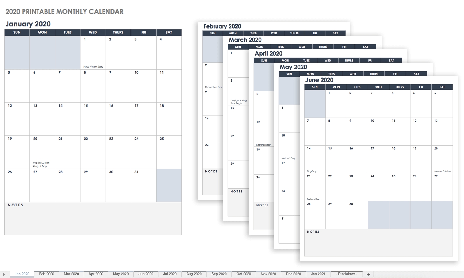 15 Free Monthly Calendar Templates | Smartsheet throughout Sample Monthly Calendars To Printable With Notes