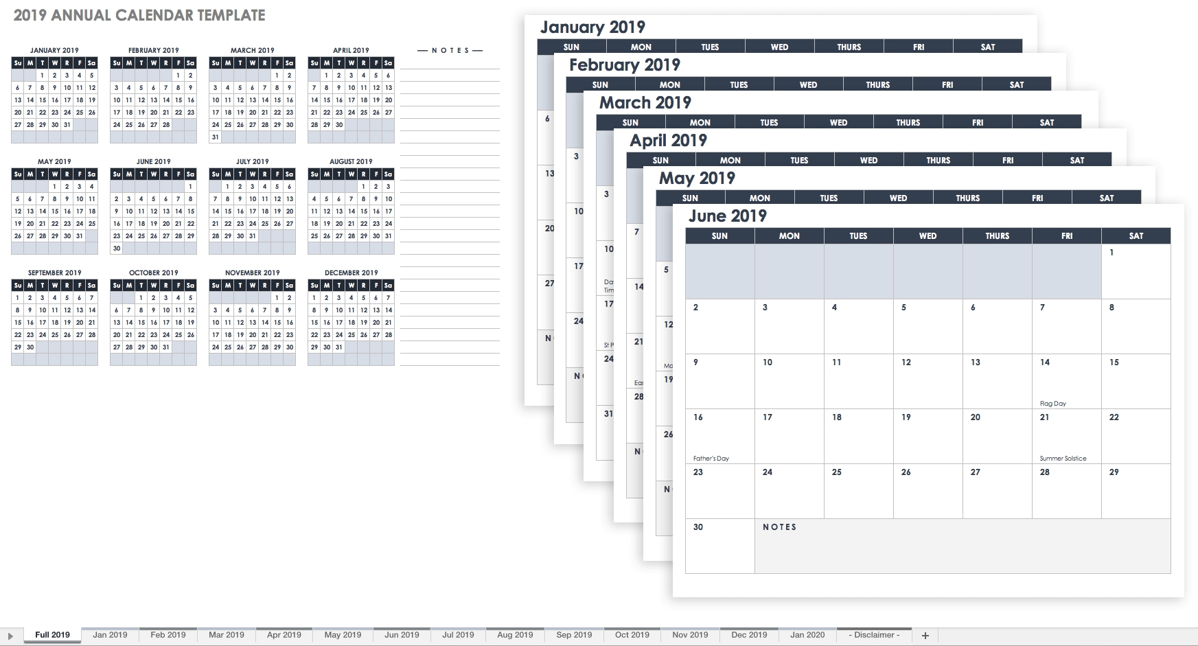  12 Month Calendar Template Printable 