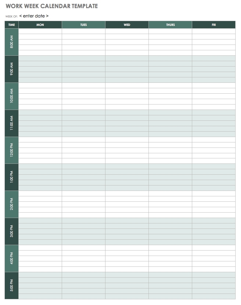 15 Free Weekly Calendar Templates | Smartsheet inside Printable Blank Weekly Calendar With Times