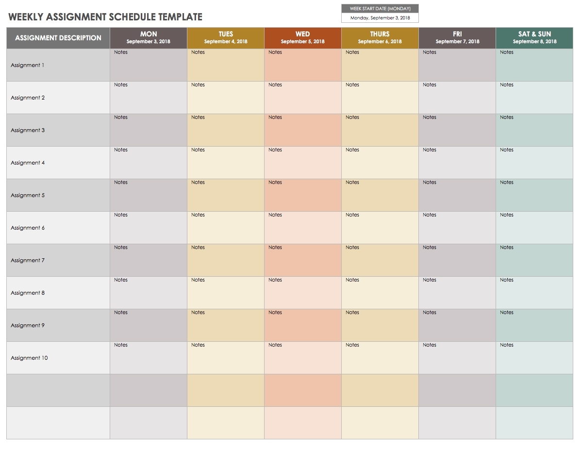 15 Free Weekly Calendar Templates | Smartsheet within 5 Day Week Monthly Calendar Templates