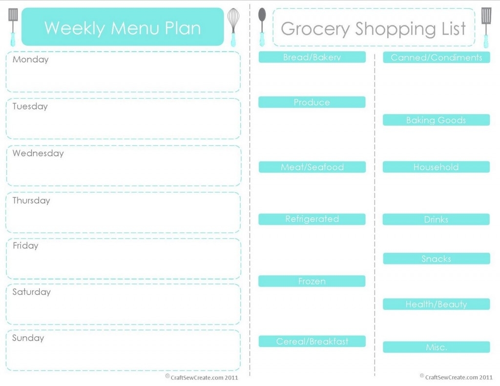 20 Free Menu Planner Printables | Fab N&#039; Free throughout Calendar Weekly Menu Print Outs