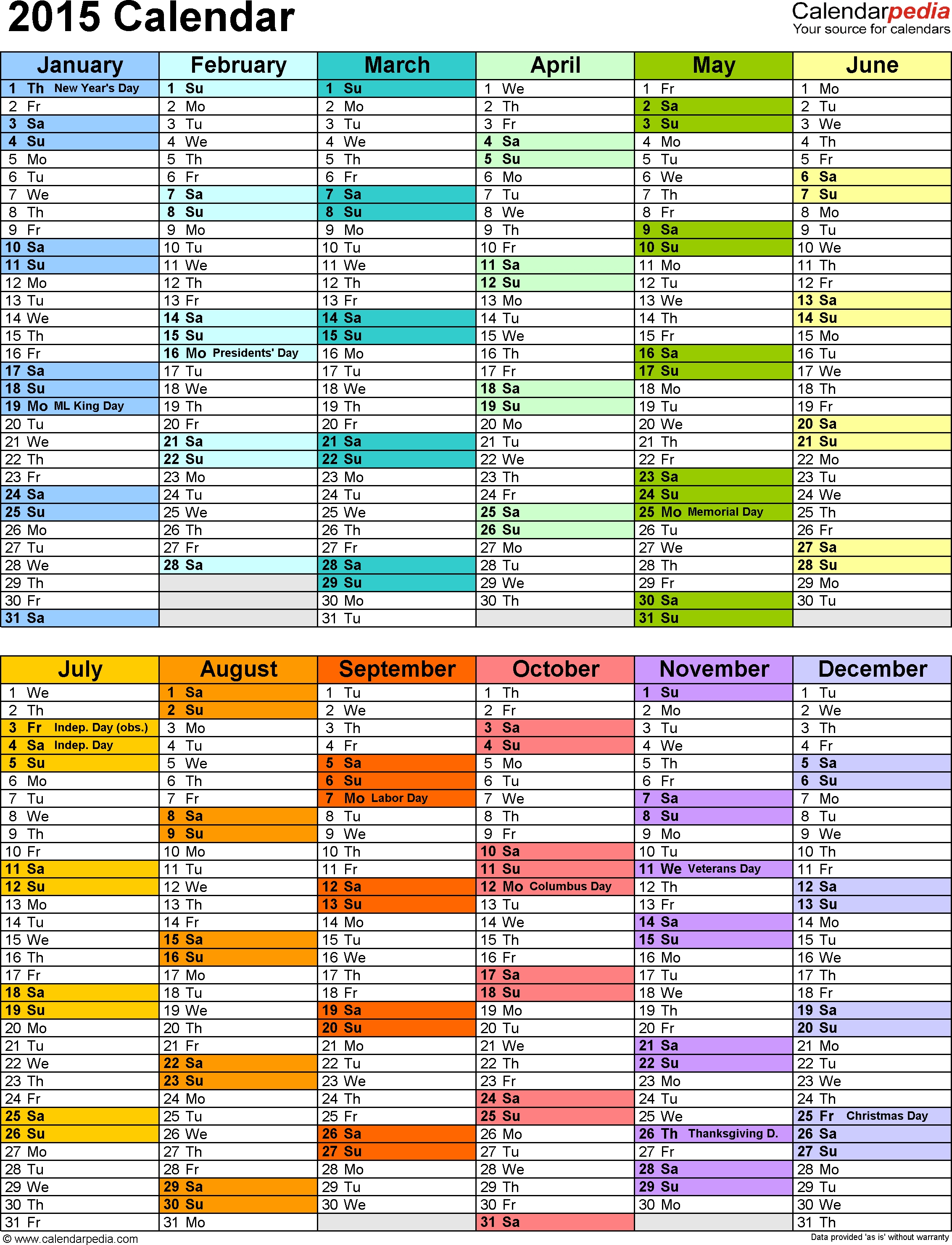 2015 Calendar - 16 Free Printable Word Calendar Templates intended for Editable 2015 Monthly Calendar Template