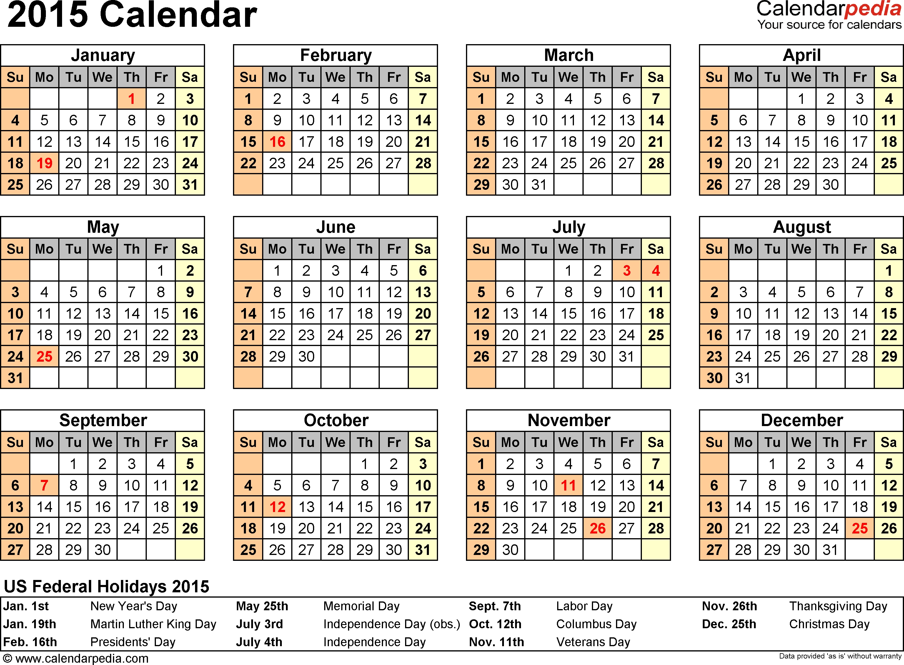 2015 Calendar Pdf - 16 Free Printable Calendar Templates For Pdf regarding Downloadable Employee Vacation Calendar 2015