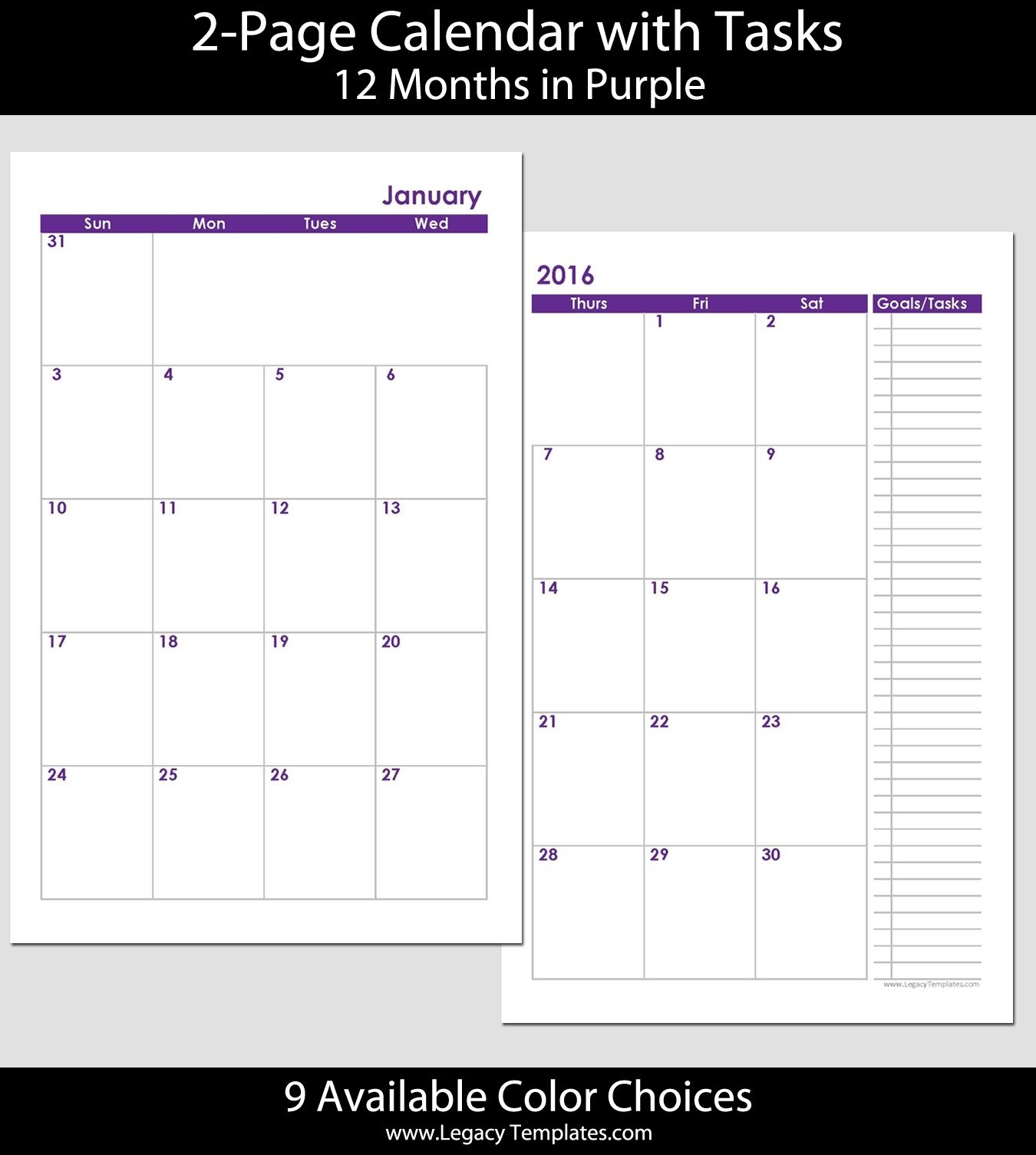 2016 Printable 12-Month 2-Page Calendar - Jr/half-Letter Size – 5 1 regarding Half Page Monthly Calendar Printable