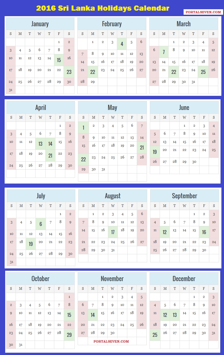 2016 Sri Lanka Calendar | 2016 Sri Lankan Holidays with regard to Sri Lanka Festival Ramadan Calendar