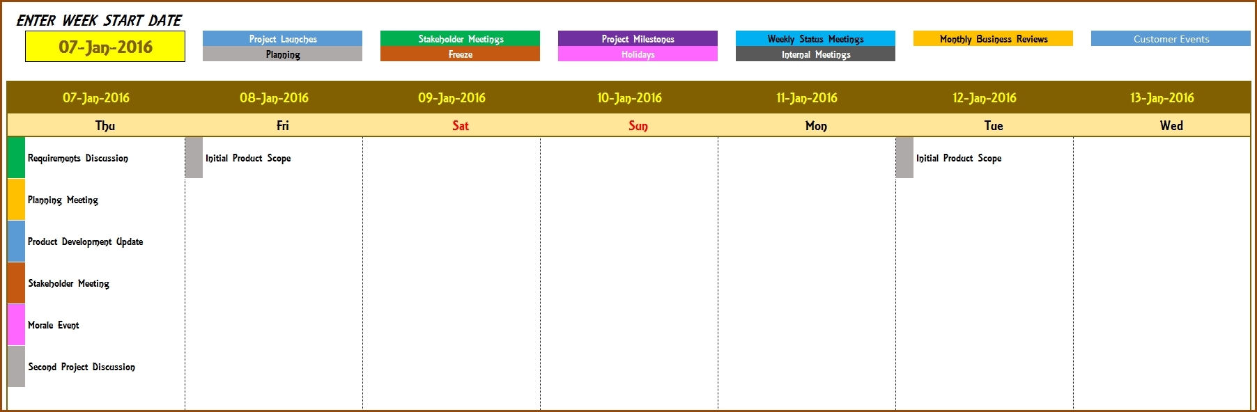 2016 Weekly Calendar Event Calendar Maker Excel Template Event throughout Template For An Event Calendar