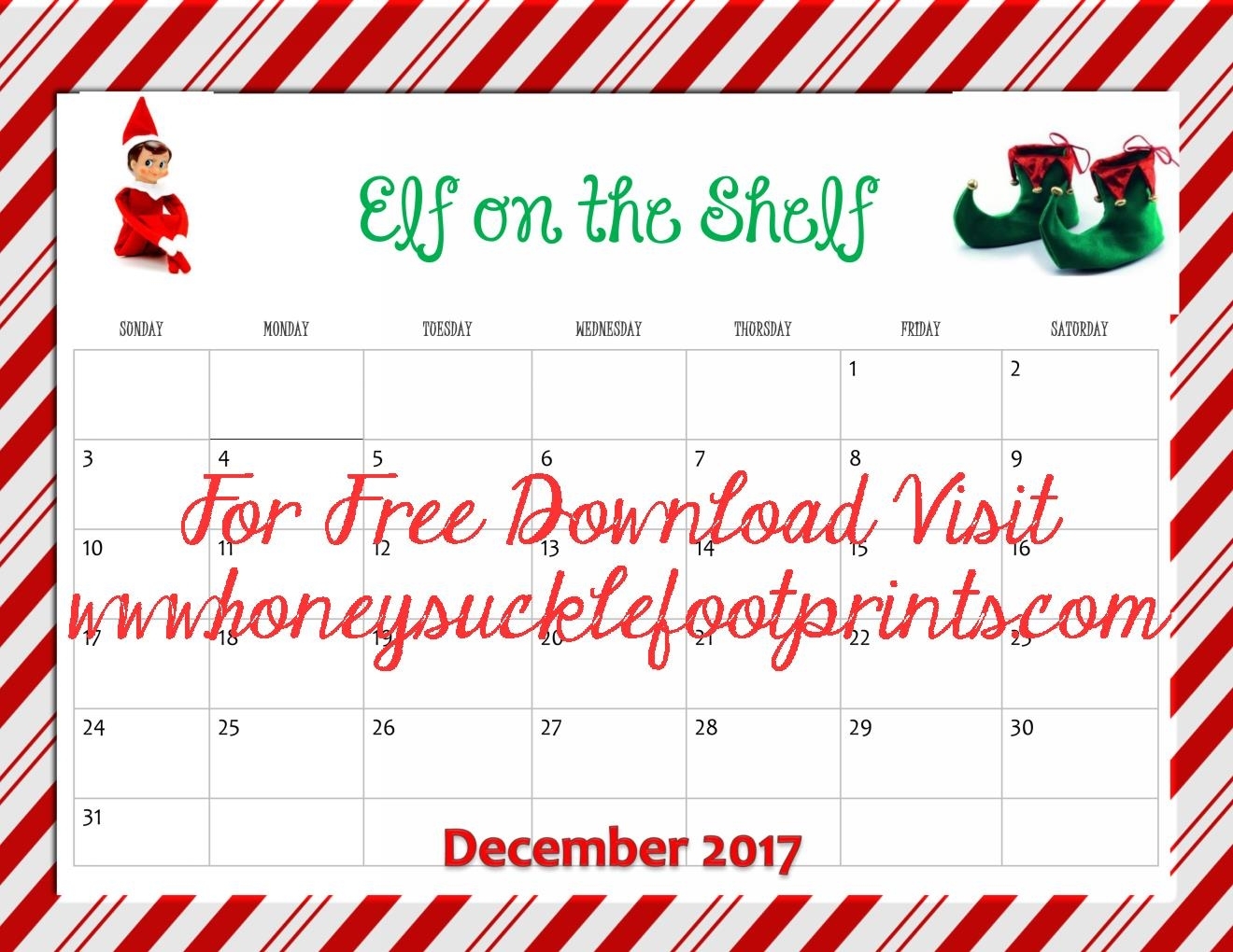 2017 Elf On The Shelf Calendar - November &amp; December - Honeysuckle throughout Ideas For Calendar In November