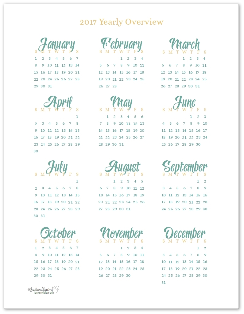 2017 Year At A Glance Printable | Hauck Mansion within Year At A Glance Printable