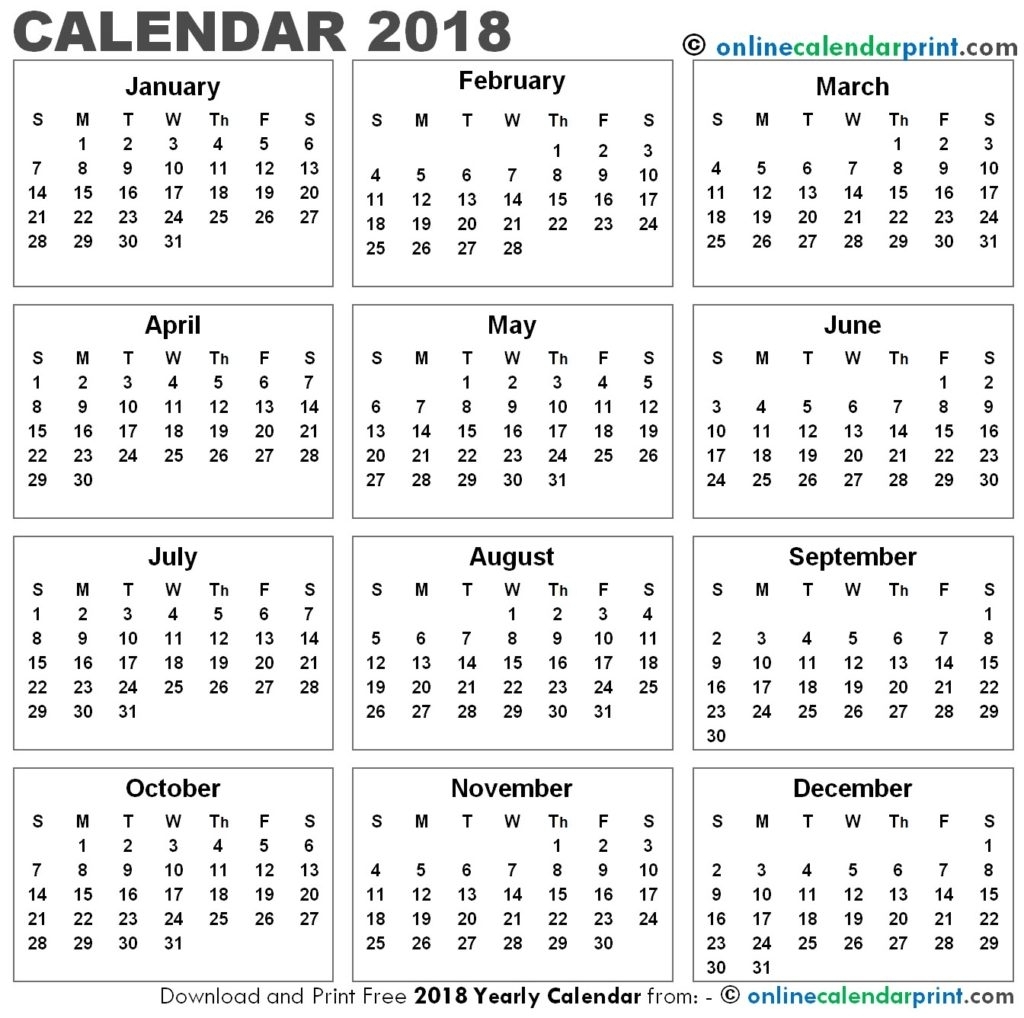 2018 12 Month Calendar Printable | Thegioithamdep intended for 12 Month Calendar Printable Free