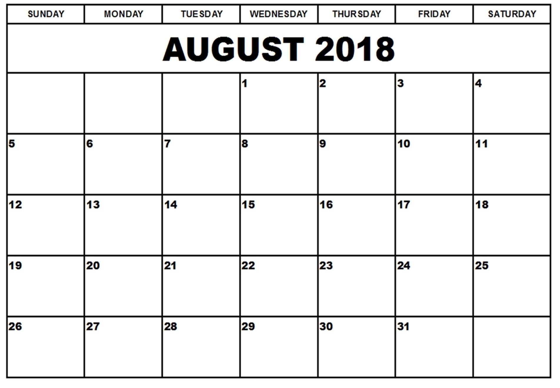 2018 August Calendar Printable Monthly Template - July 2019 Calendar for August Printable Calendar By Month