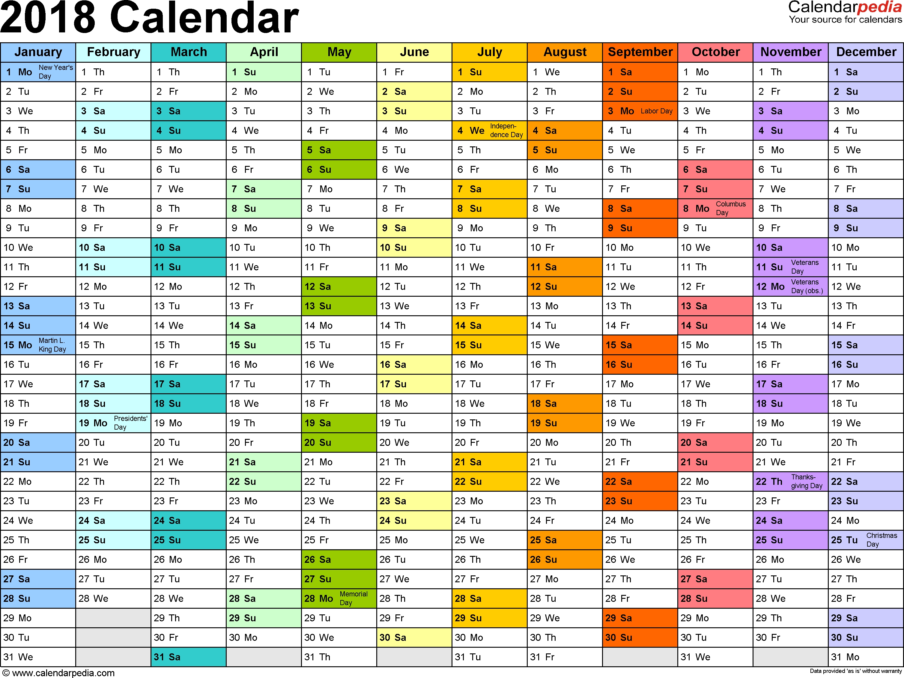 2018 Calendar - Download 17 Free Printable Excel Templates (.xlsx) inside Planning Monthly Calendar Excel Spreadsheet