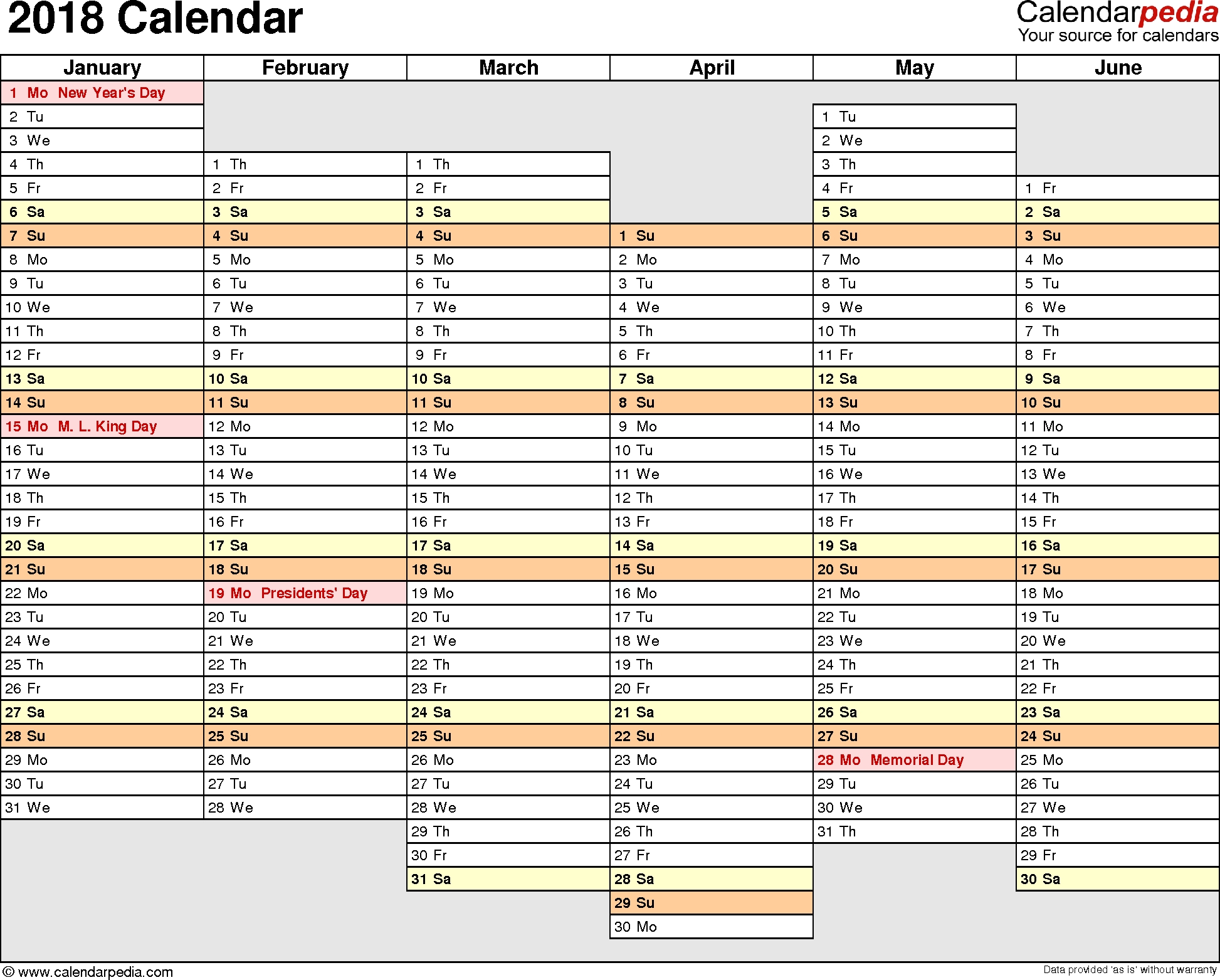 2018 Calendar - Download 17 Free Printable Excel Templates (.xlsx) intended for Annual Calendar Planner Excel Spreadsheet