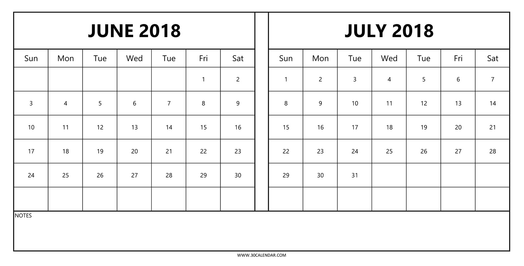 2018 Calendar June July Printable | 2 Monthly Template To Print regarding Calender For June And July