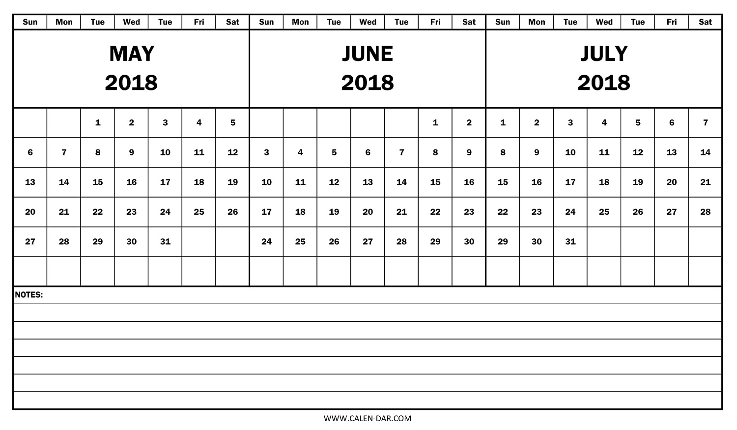 2018 Calendar May June July Template | Free Printable 3 Month Calendar with regard to Print Month Of June And July