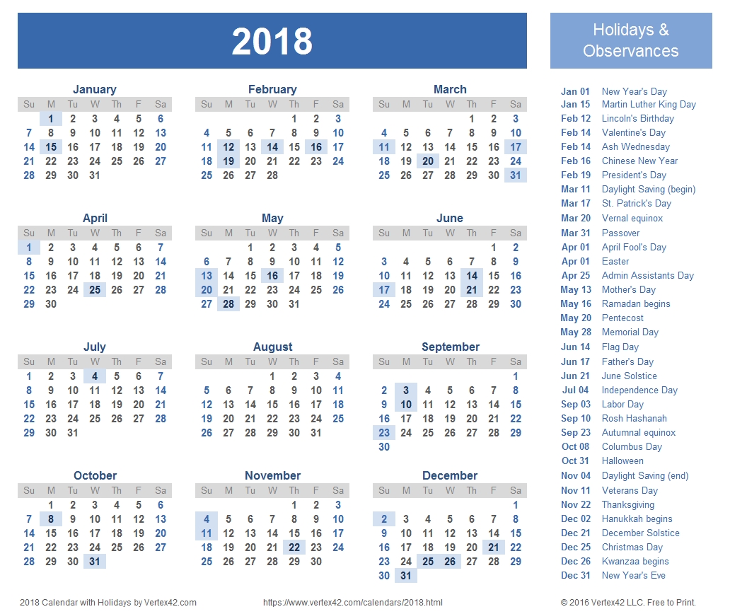 2018 Calendar Templates, Images And Pdfs inside 4 Week Calendar To Print