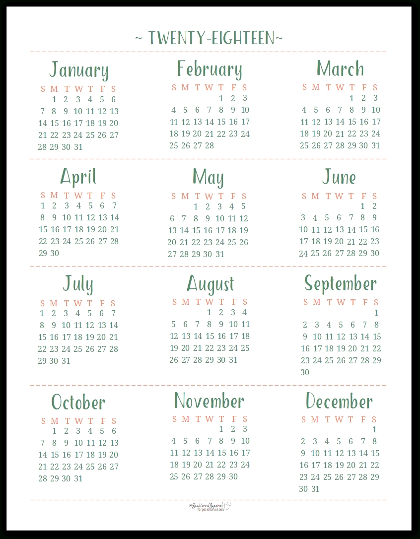 2018 Dated Yearly Calendar Printables Are Here in 5X8 Calendar Planner Templates Printable