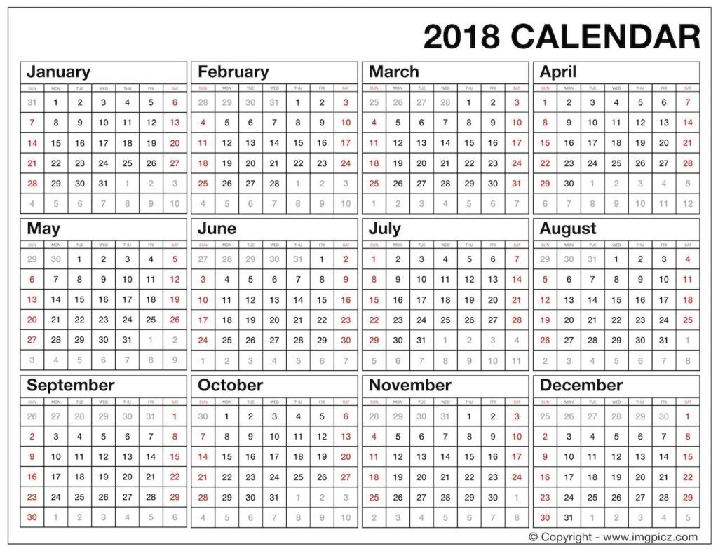 2018 Year At A Glance - Hashtag Bg within Year At A Glance Printable Template