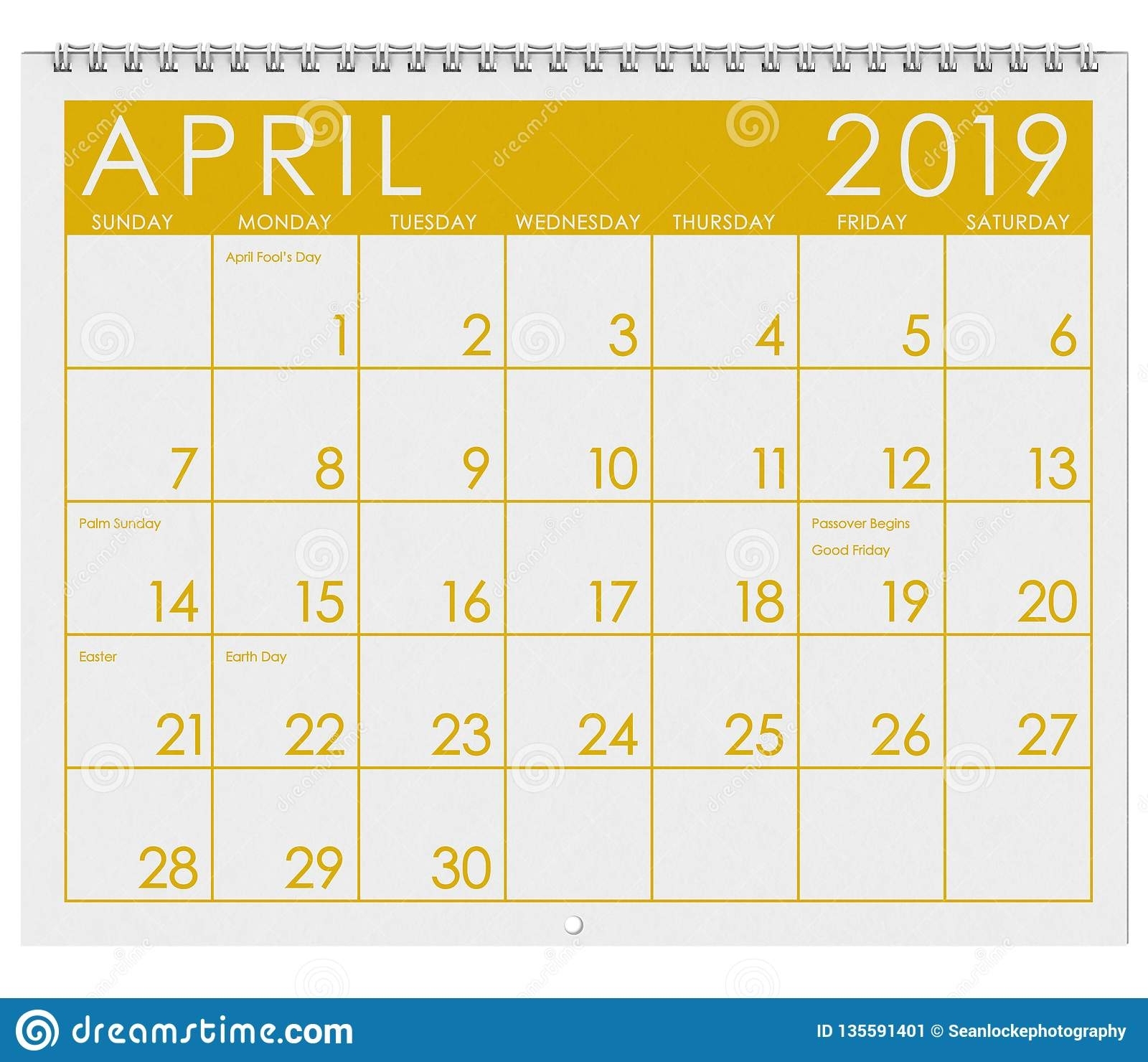2019: Calendar: Month Of April Stock Illustration - Illustration Of with regard to Calendar Months Of The Year