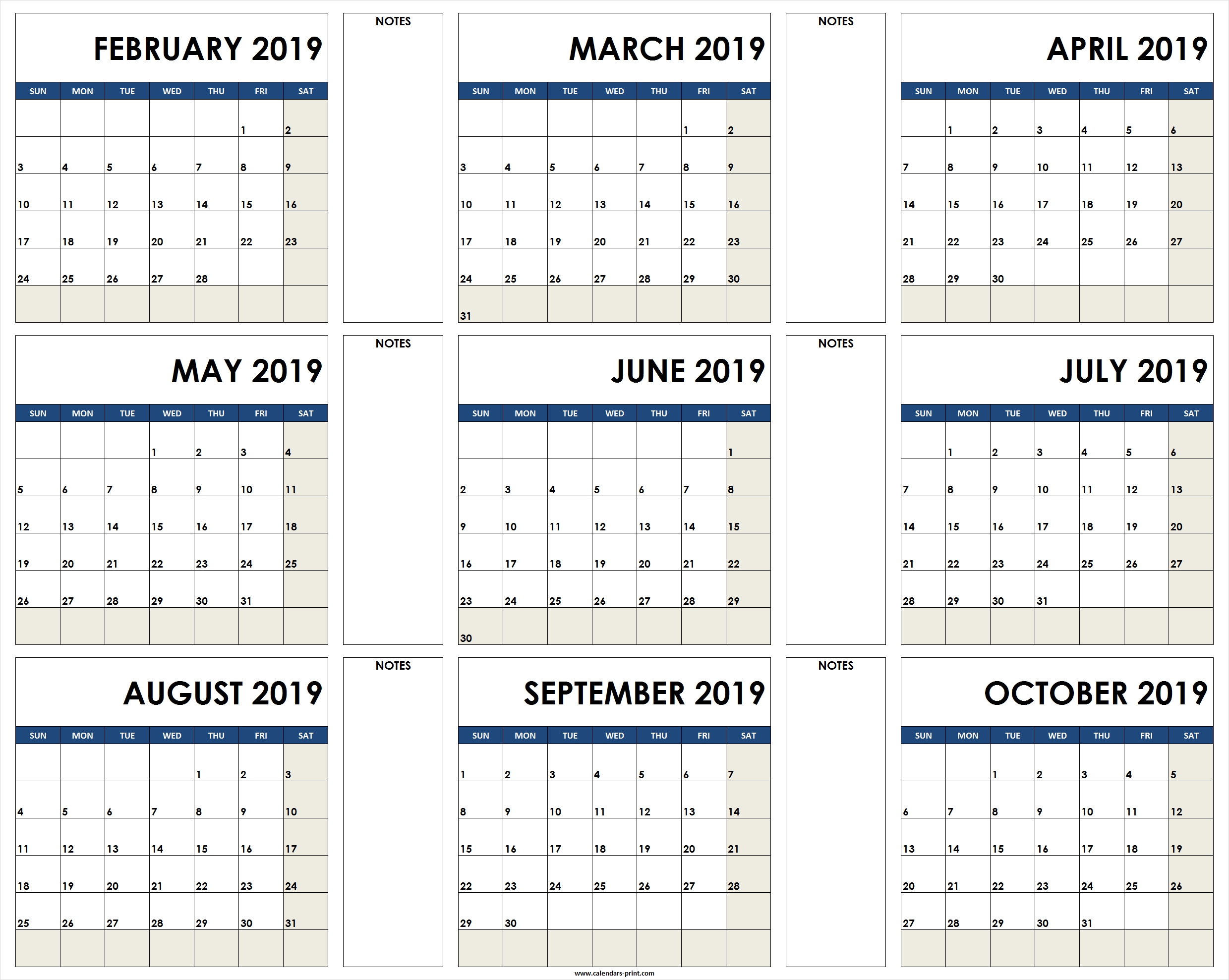 2019 Calendar To Print Free | Blank Calendar 2019 Template Printable throughout 12 Month Calendar Printable Free