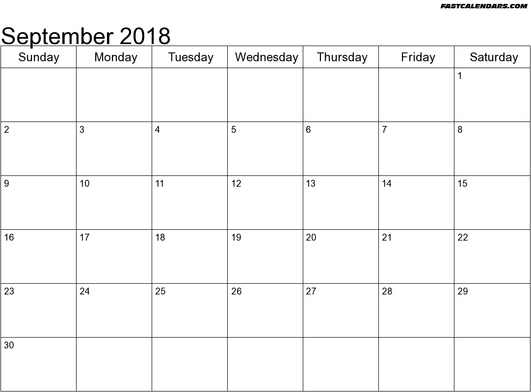 2019 Calendars - Fastcalendars regarding Full Size Monthly Calendar September