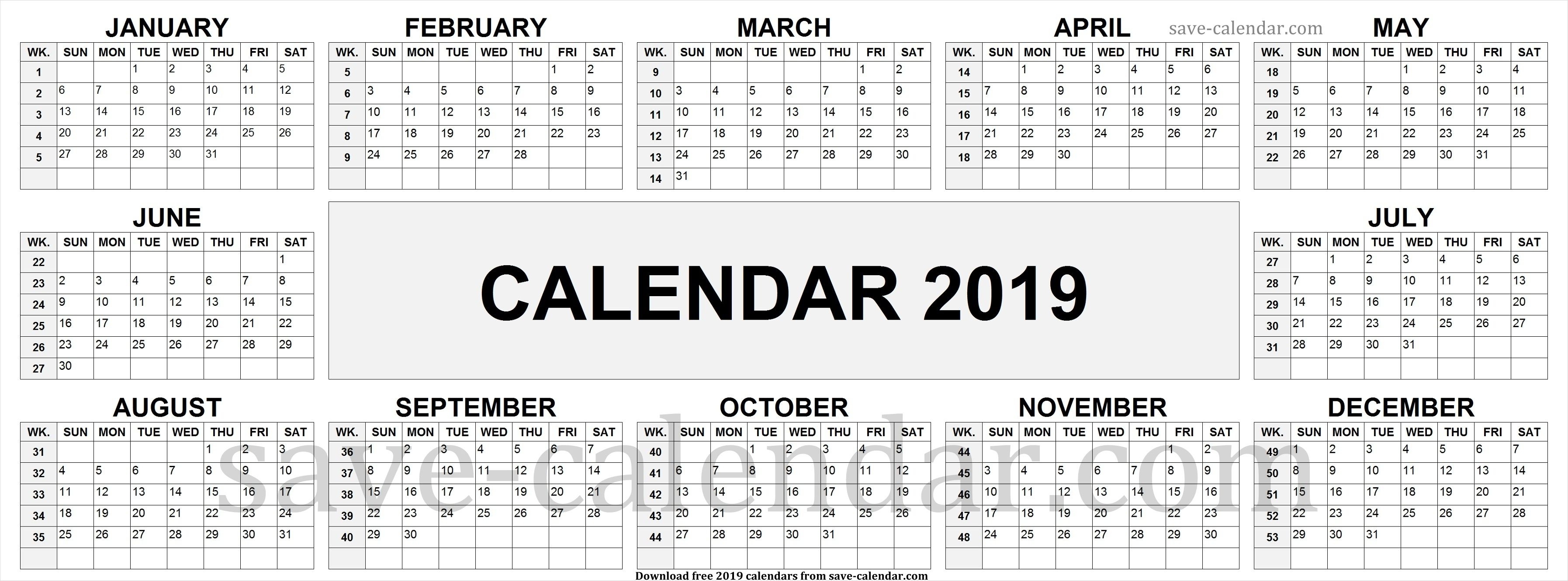 2019 Calendarweek Numbers | Calendar 2019 With Week Numbers inside Number Of The Week Template