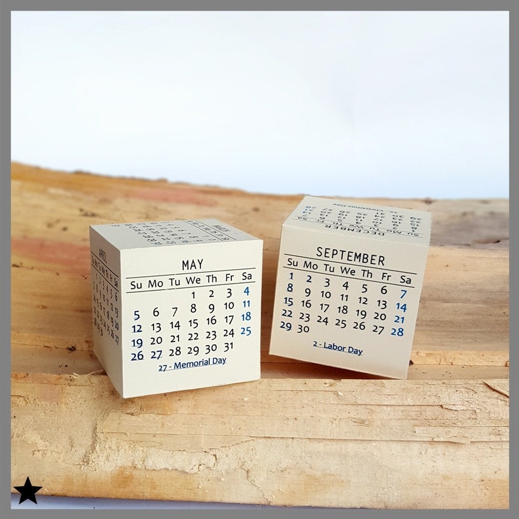 2019 Printable Calendar Modern Box Desk Calendar 3D | Etsy throughout Large Printable Calendar Sept 2-17