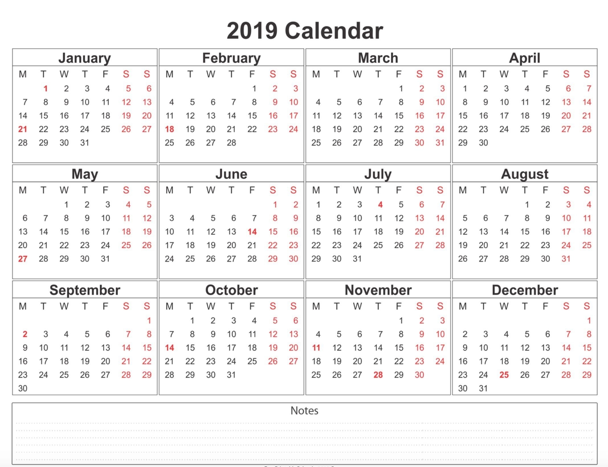 2019 Weekly Calendar Printable | 2019 Calendars | 12 Month Calendar within 12 Month Calendar Printable Free