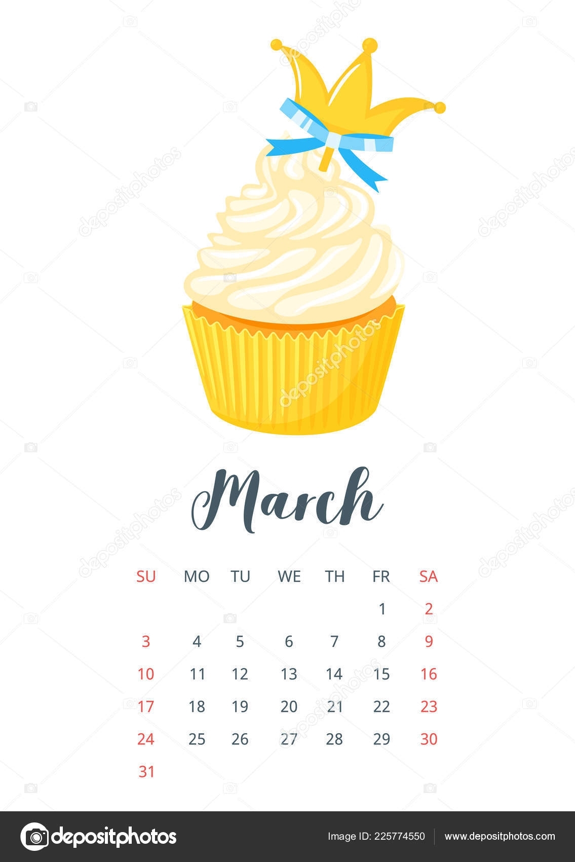 2019 Year Calendar With Cupcake — Stock Vector © Tkronalter9.gmail pertaining to Holiday Themed Cupcake Templates For Calendar