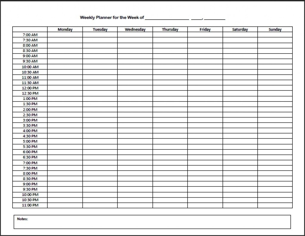 24 Hour Planner Printable | Otohondalongan pertaining to 24 Hour Weekly Calendar Template