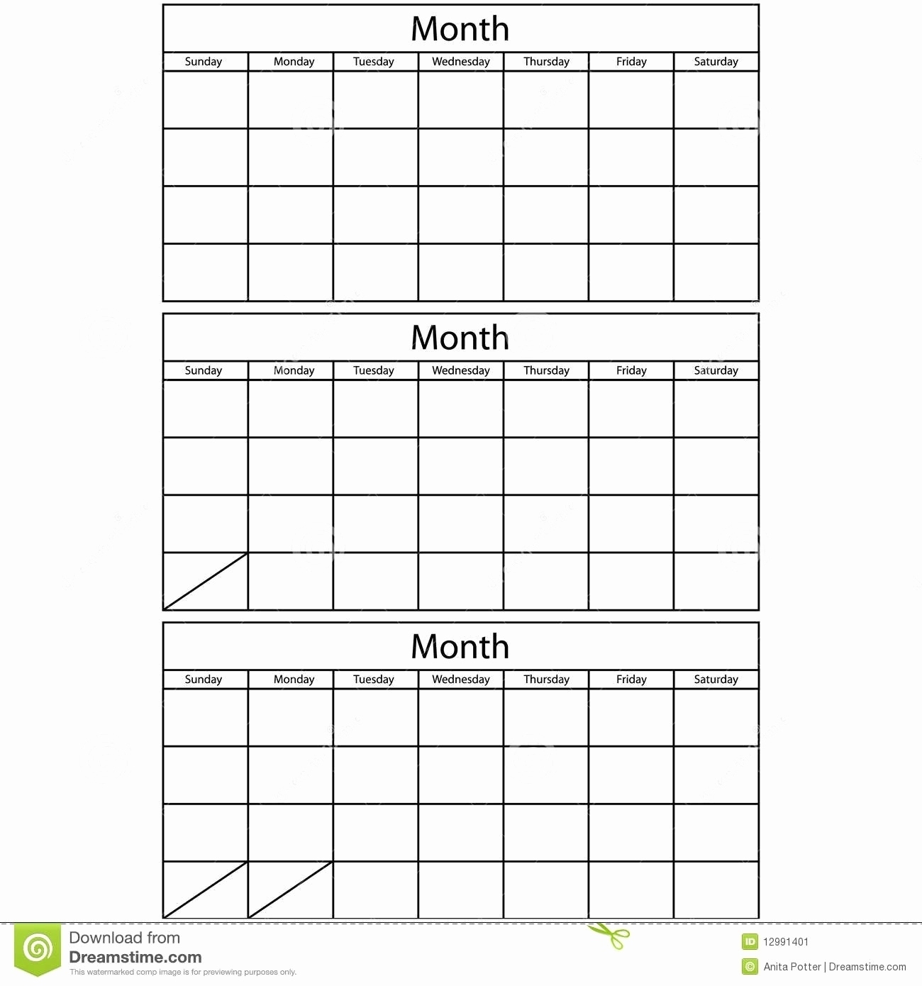 Printable Blank 3 Month Calendar