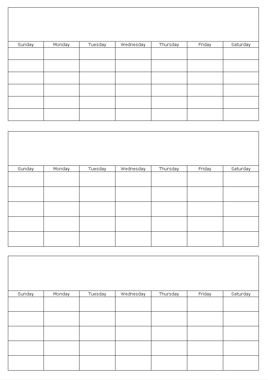 3-Month-Printable-Calendar-Template for 3 Month Blank Calendar Template