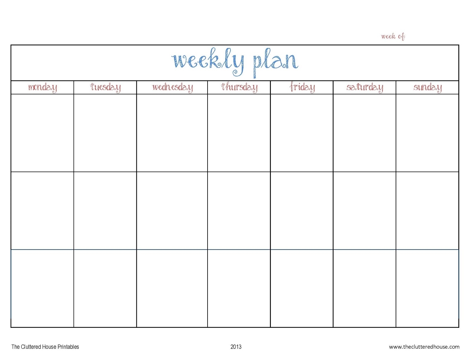 Weekly Calander Lesson Plan Template