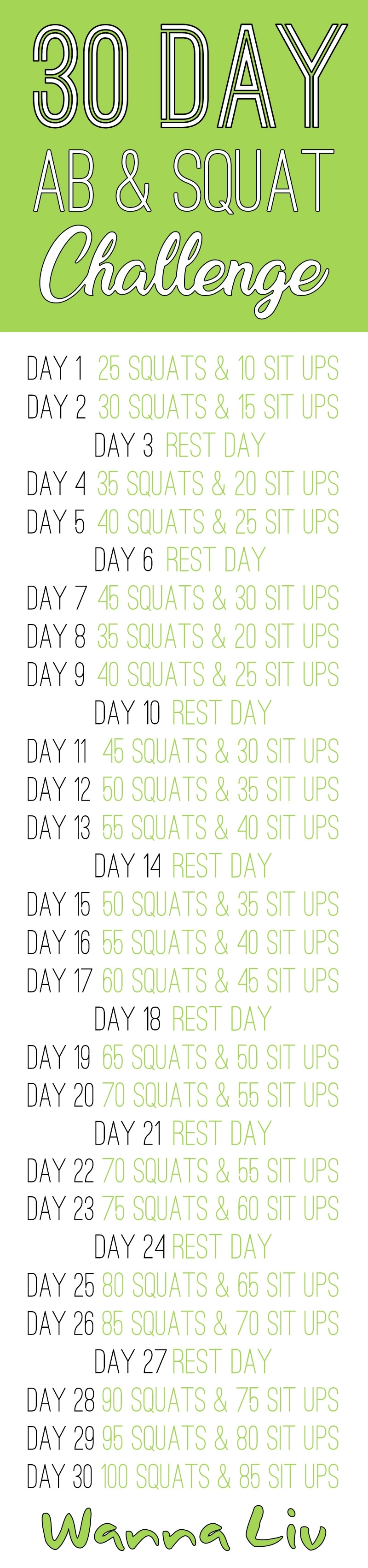 30 Day Ab And Squat Challenge You Need To Try! - Wanna Liv in 30 Day Fitness Challenges Printable Charts