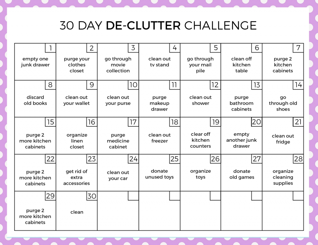30 Day Declutter Challenge | Cleaning | Household Organization within 30 Day Declutter Challenge Calendar