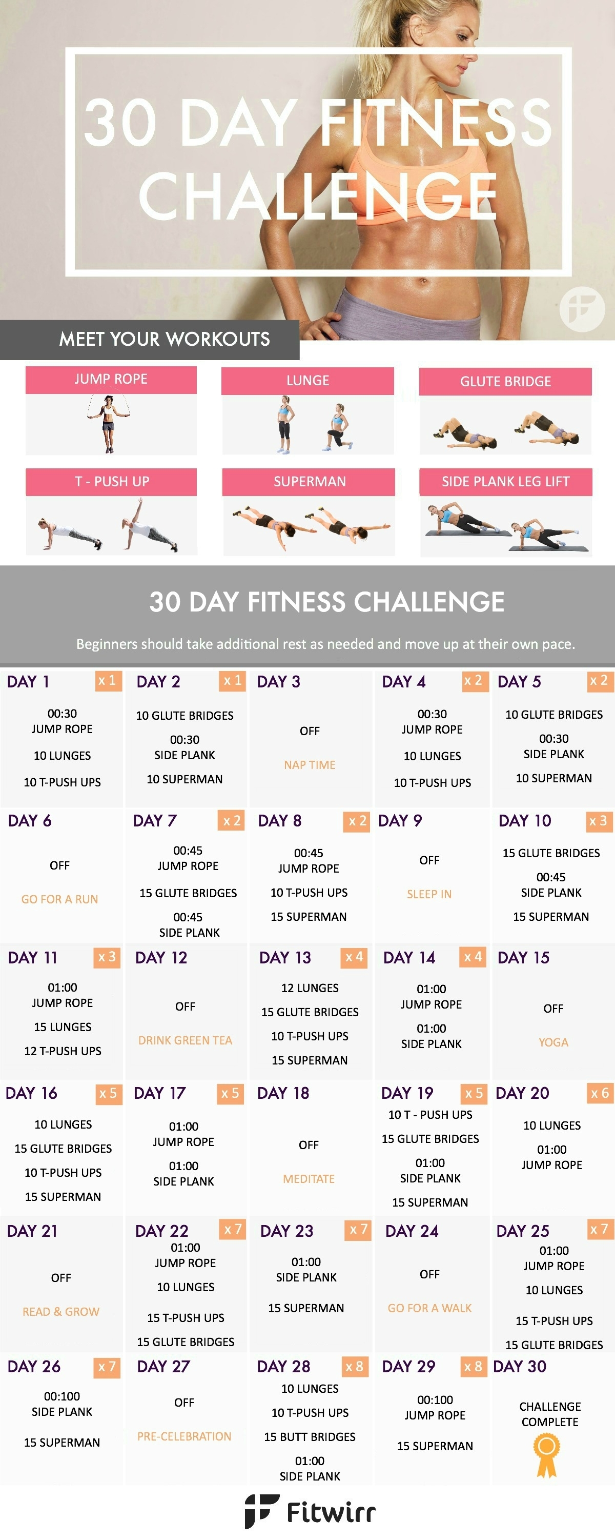30 Day Fitness Challenge - Transform Your Body In 30 Days pertaining to 30 Day Fitness Challenges Printable Charts
