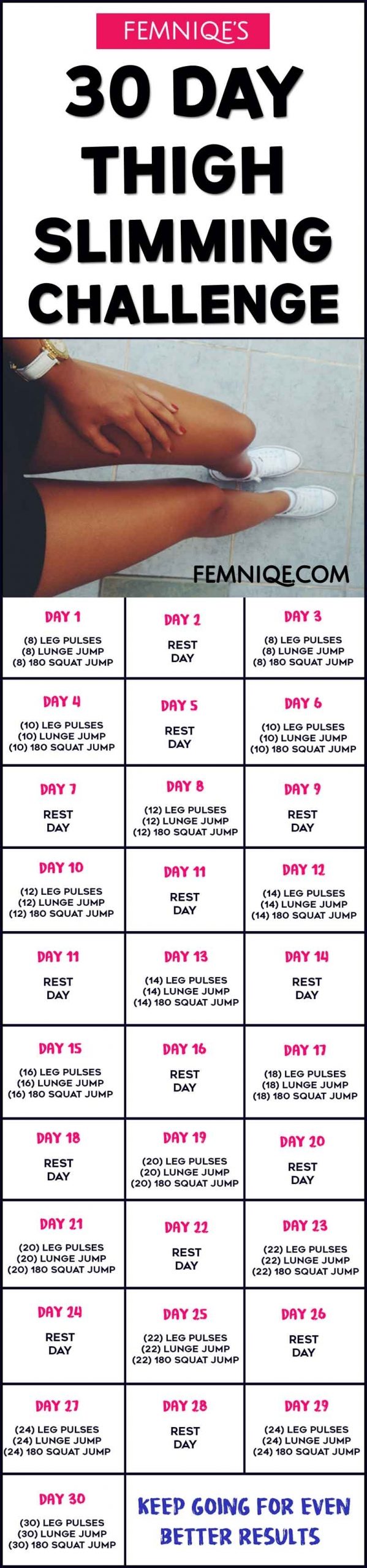 30 Day Thigh Slimming Challenge (Meal Plan Inside) – Femniqe in 30 Day Inner Thigh Challenge Calendar