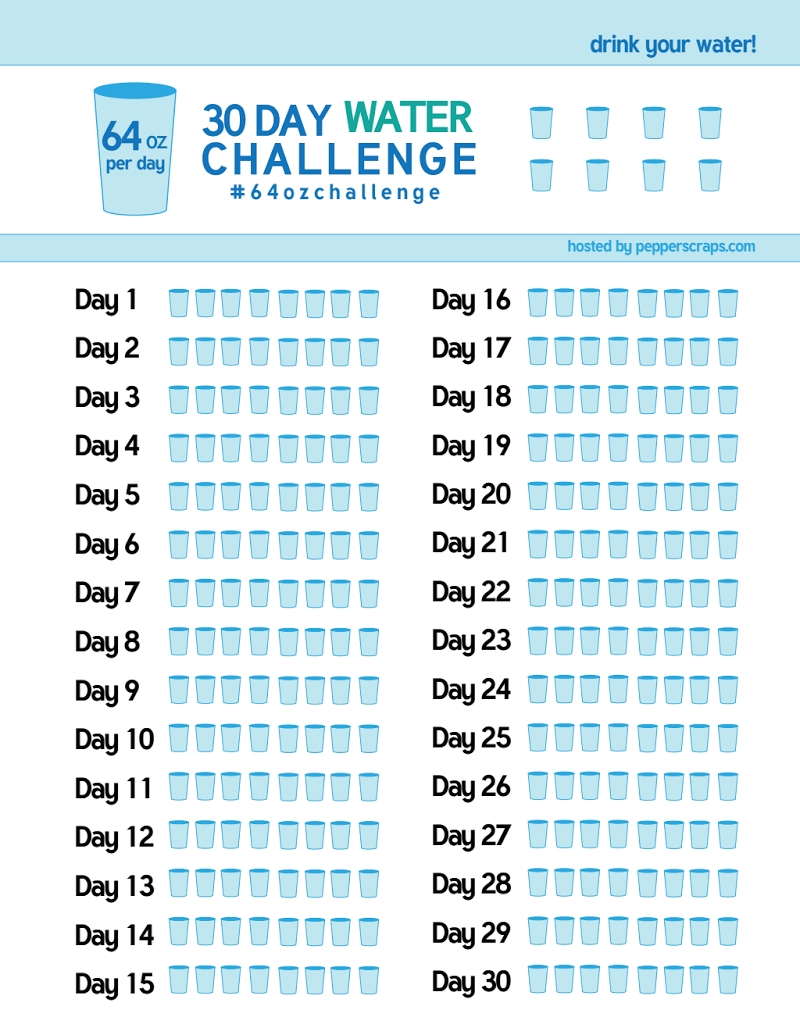 30 Day Water Challenge Tracker.pdf | Planners And Bullet Journals for 30 Day Water Challenge Printable