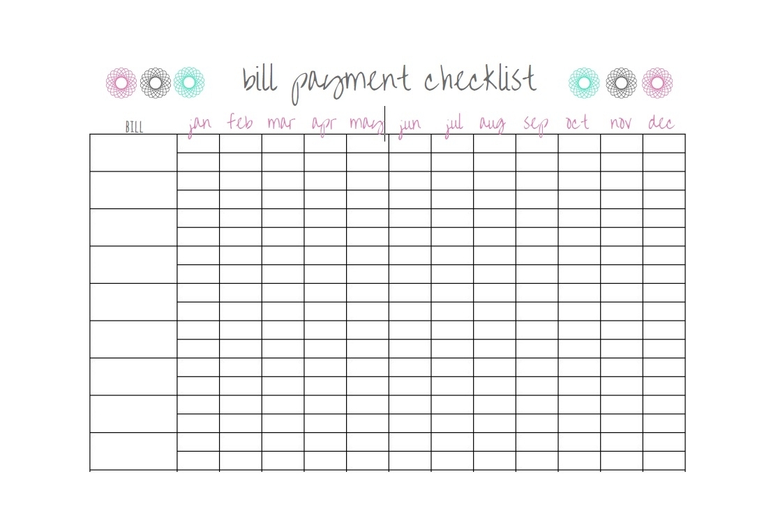 32 Free Bill Pay Checklists &amp; Bill Calendars (Pdf, Word &amp; Excel) inside Printable Calendar For Bill Paying