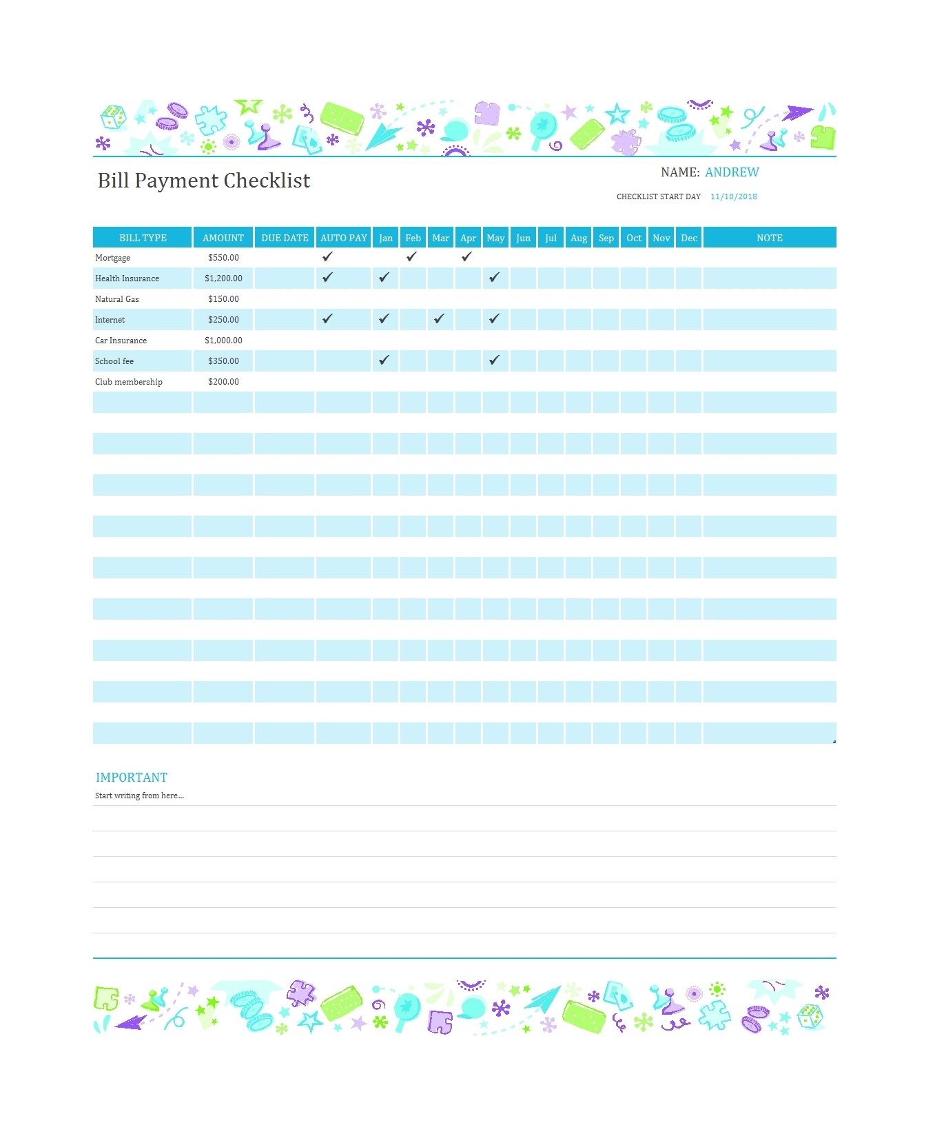 32 Free Bill Pay Checklists &amp; Bill Calendars (Pdf, Word &amp; Excel) intended for Monthly Bill Calendar Template Printable